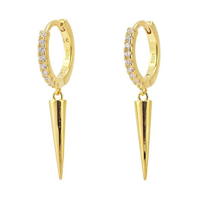 Dangling Spike CZ Huggie Hoops for wholesale by KIKICHIC