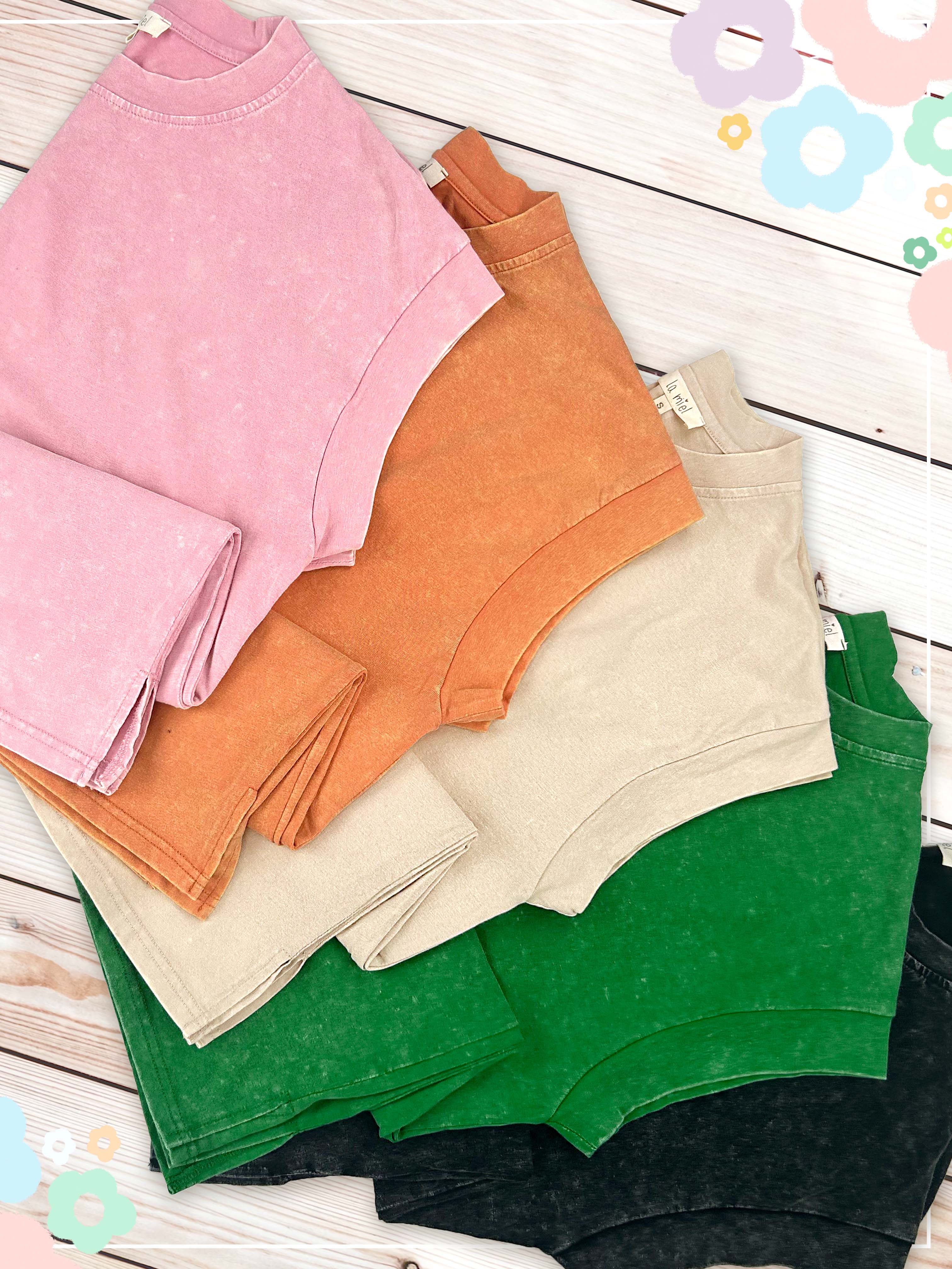 La Miel – wholesale Tunika - Dam – MCT7689-Mineraltvättad Kortärmad topp med rund halsringning29