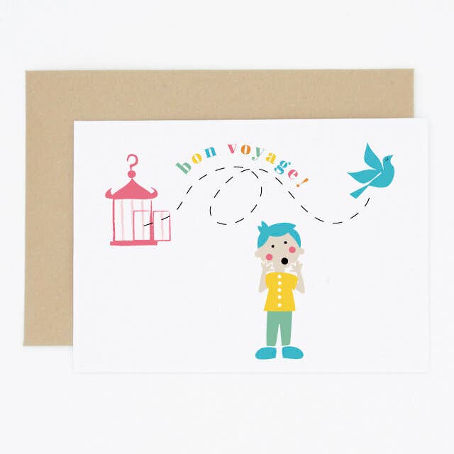 Biglietto Animaux Birdcage Bon Voyage per la vendita all'ingrosso da parte di Madame Annie et Fils