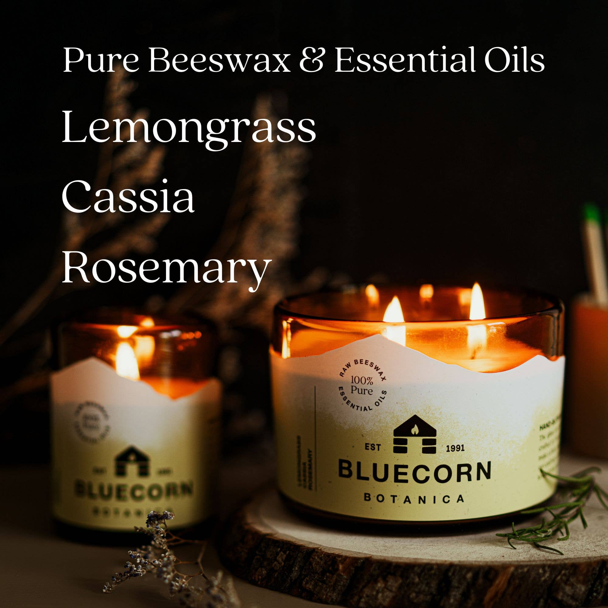 Bluecorn Candles - Wholesale Jar/Filled Candle - Scented Beeswax Candles - Pure Essential Oils - Blown Glass Holders21