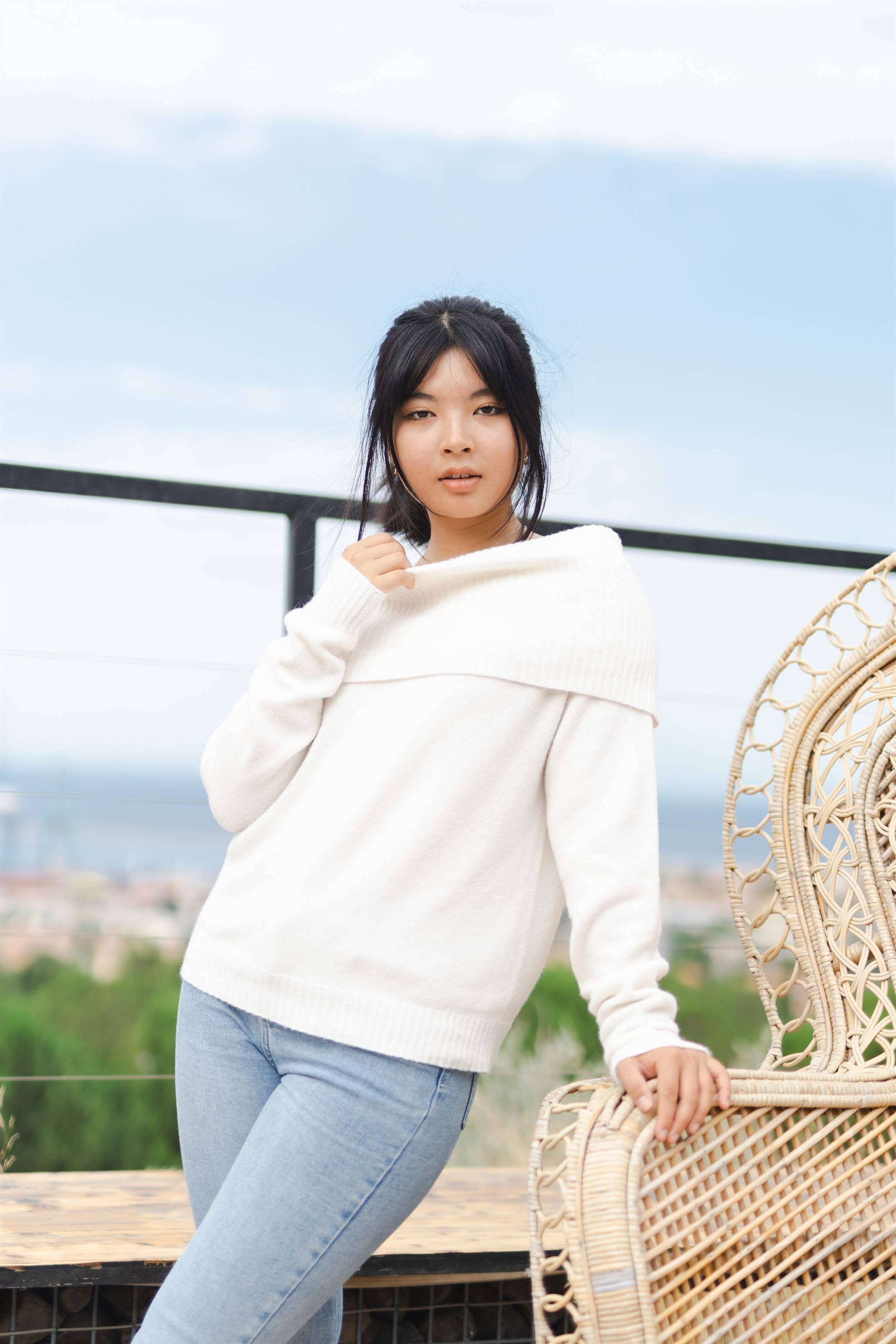 Cecile Wang - Wholesale Knit Sweater - Women's - YF570545 Off Shoulder Sweater4