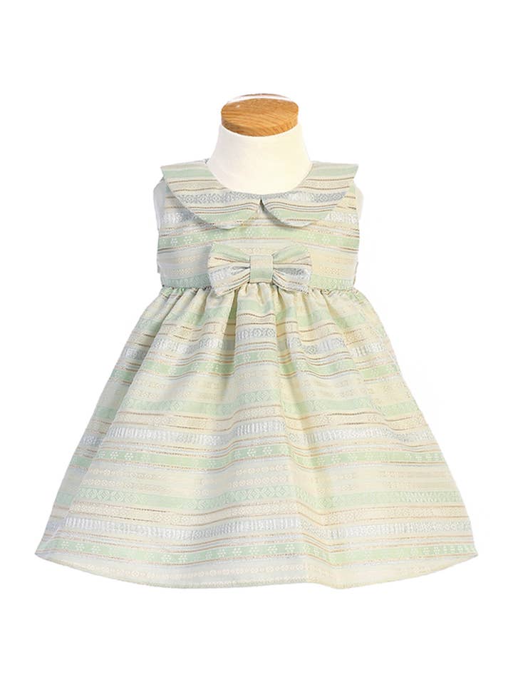 SK826 - metallic striped jacquard w/ collar baby girl dress for wholesale by Sweet Kids, Inc.