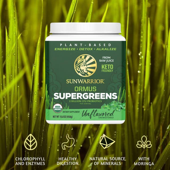 Sunwarrior - Wholesale Protein/Superfood Powder - Ormus Unflavored SuperGreens - Plant-Based Probiotics