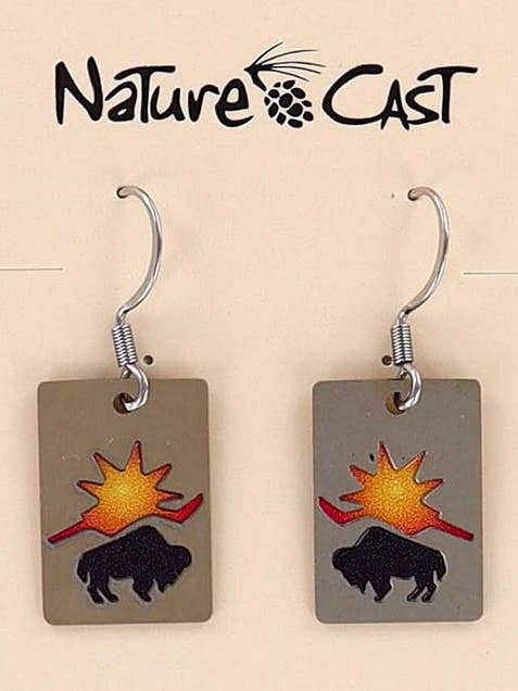 22008 Earring Dangle Bison with Sun for wholesale by Nature Cast
