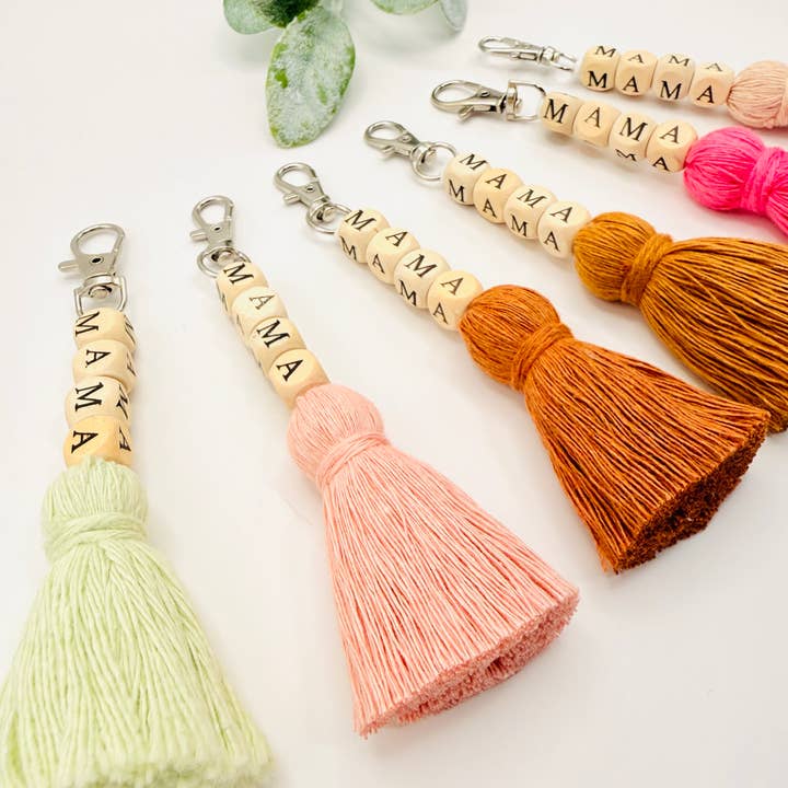 MarissaDDesigns - Wholesale Keychain - Women's - Macrame Mama Tassel Keychain | Handmade Boho Keychain | Mama5