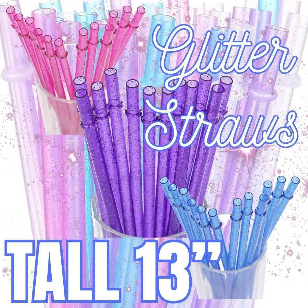Sip Sleeves ~ Insulated Cup Sleeves and Drink Accessories - Vente Paille - Pailles en plastique réutilisables extra hautes de 13" avec paillettes, emballées individuellement3