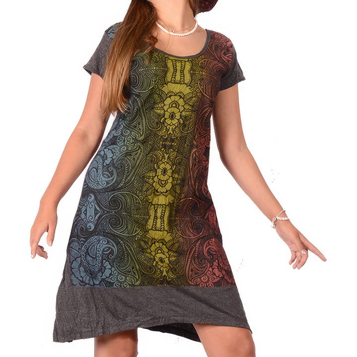 Shine On Psychedelic Ladies Short Sleeve Dress for wholesale by Gypsy Rose