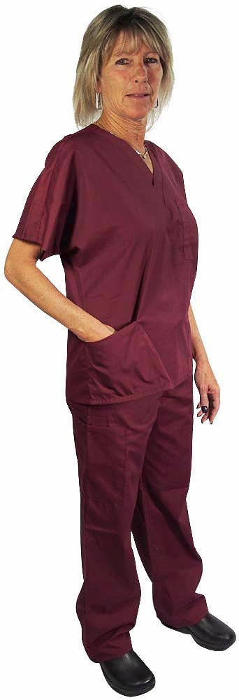 Eastern Off Price - Wholesale Healthcare Uniform - Women's - Natural Workwear Uniform Scrub Set 38747 Burgundy2