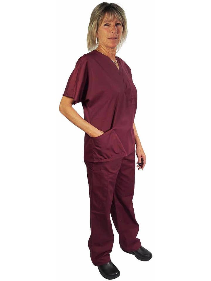 Eastern Off Price - Wholesale Healthcare Uniform - Women's - Natural Workwear Uniform Scrub Set 38747 Burgundy2