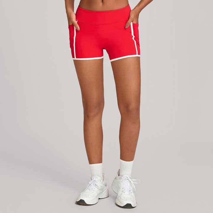 Women's Color-Block Patchwork High-waist Side Pockets Shorts for wholesale by Sodalemon