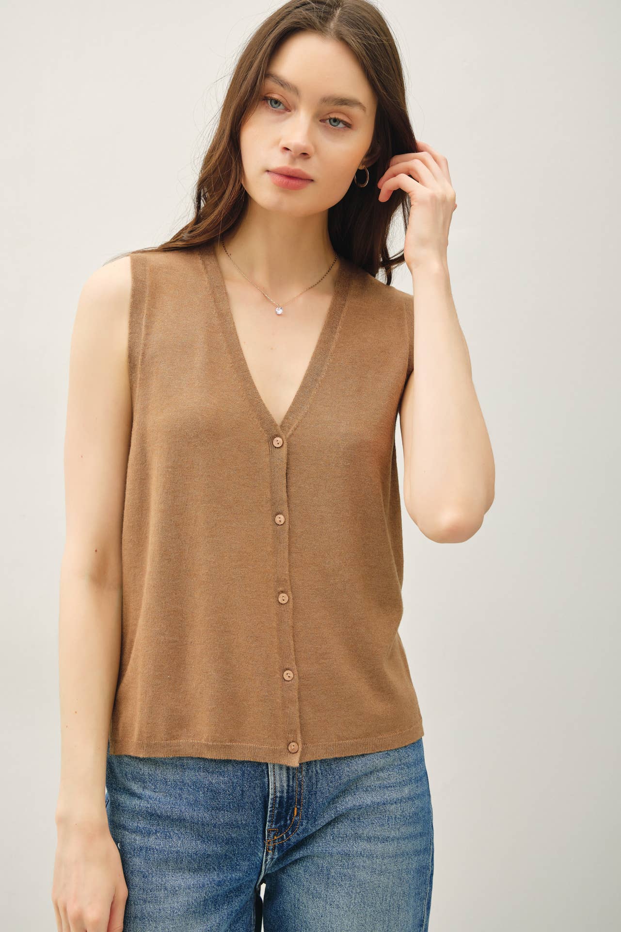 Be Cool - Wholesale Sweater Vest - Women's - BOXY CUT BUTTON UP V-NECK SWEATER VEST 16