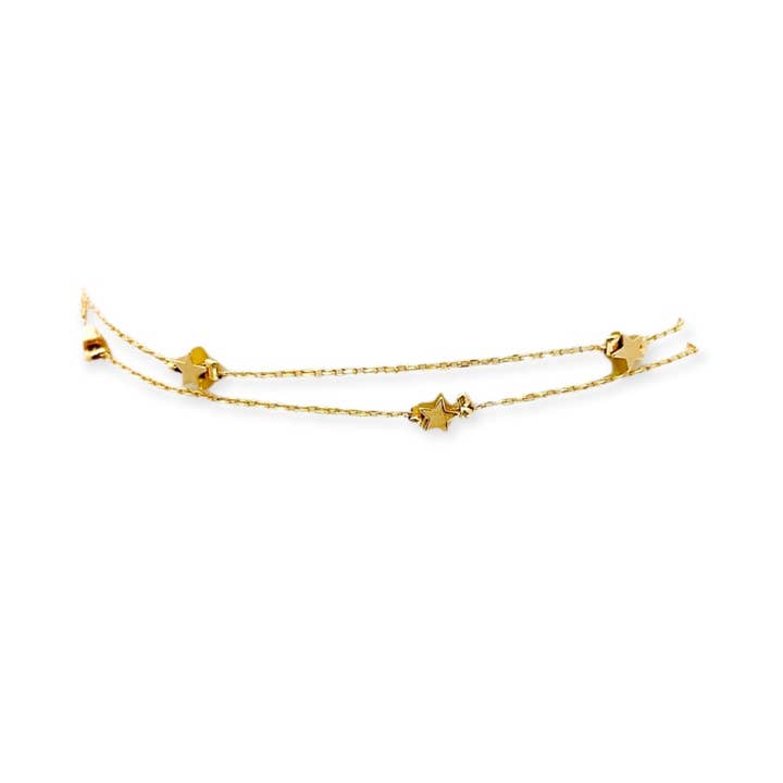 Star Double Chain Anklet 18k of Gold Plated for wholesale by Raf Rossi Gold Plated