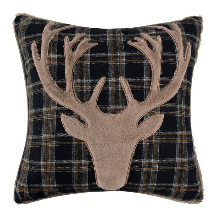 Black Lodge Toile Antler Pillow for wholesale on Faire