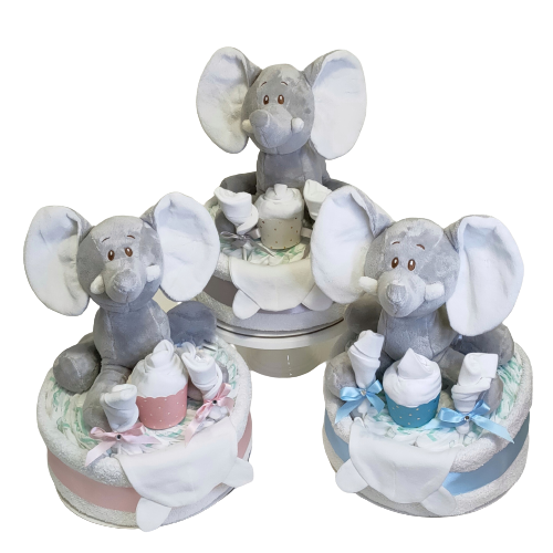 Nappie Cakes - Wholesale New Mom Gift Box/Set - Ellie 1-Tier Nappy Cake - Pink3