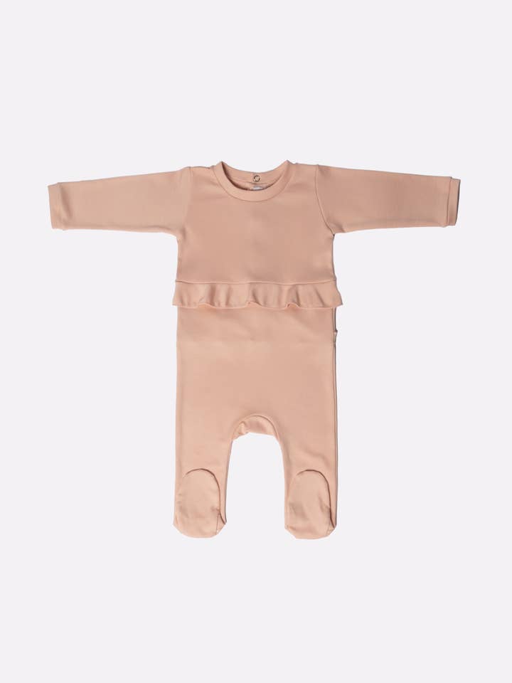 Pijama bebe algodón pima orgánico mono mangas color rosa para venta al por mayor de Hivras Paris
