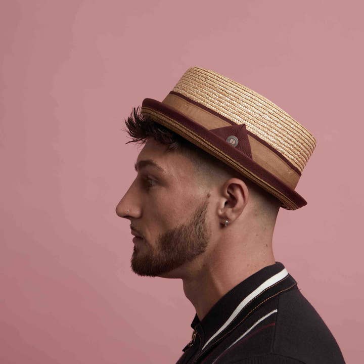 Oscar Wheat Grass Natural Straw Porkpie Summer Hat - Gold for wholesale by Dasmarca Hats