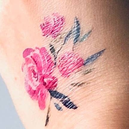Tattly 2" Watercolor Rose Temporary Tattoo - Single Floral Temp Tattoo for wholesale by Dear Daughters Design