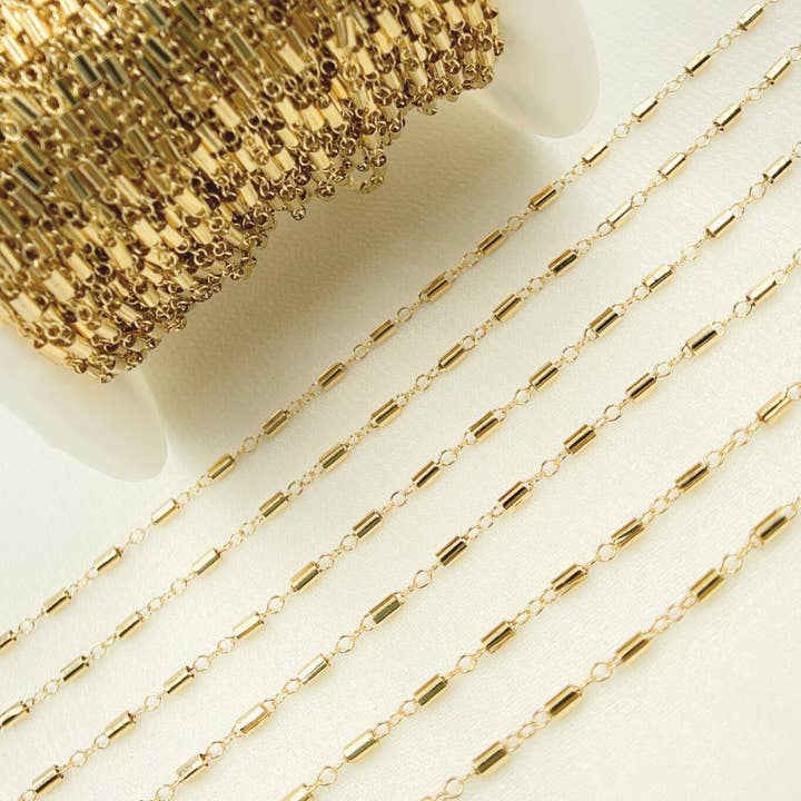 Jewels & Chains - Wholesale Link & Chain Necklace - 14K Gold Filled Tube Cable Link Chain. 1121GF