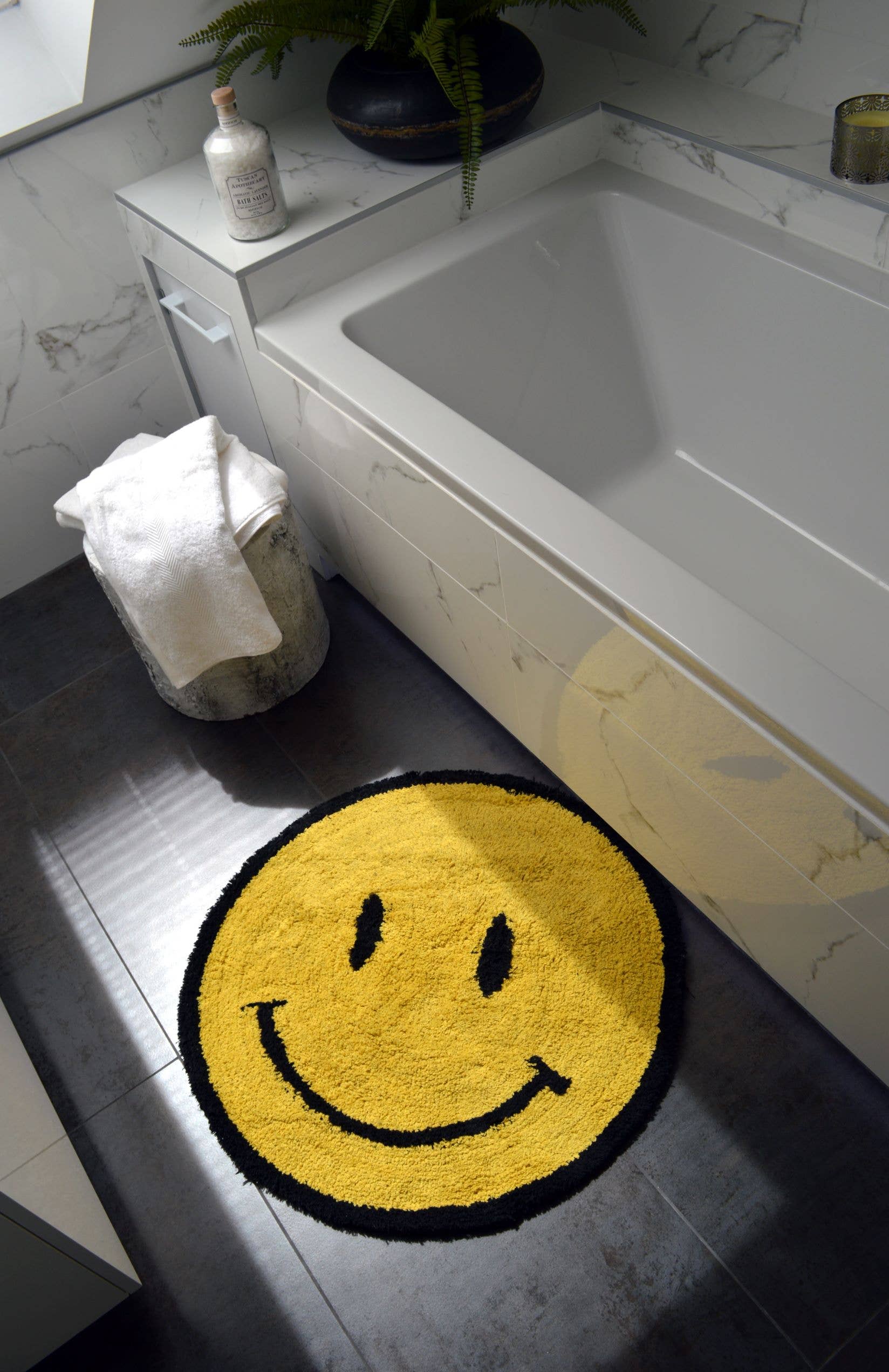 Allure Bath Fashions - Wholesale Bath Mat - Yellow Smiley Face Reversible Bath Mat - 100% Cotton4