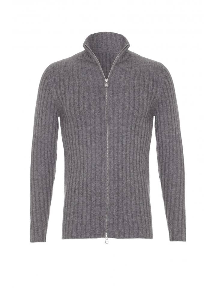 Lona Scott – wholesale Cardigan – Men's – Men's 100% Cashmere Ribbed Cardigan