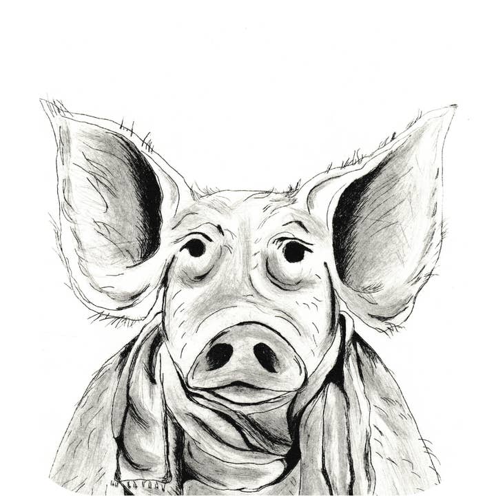 Jonathan the Pig Sticker for wholesale by Aha Studio