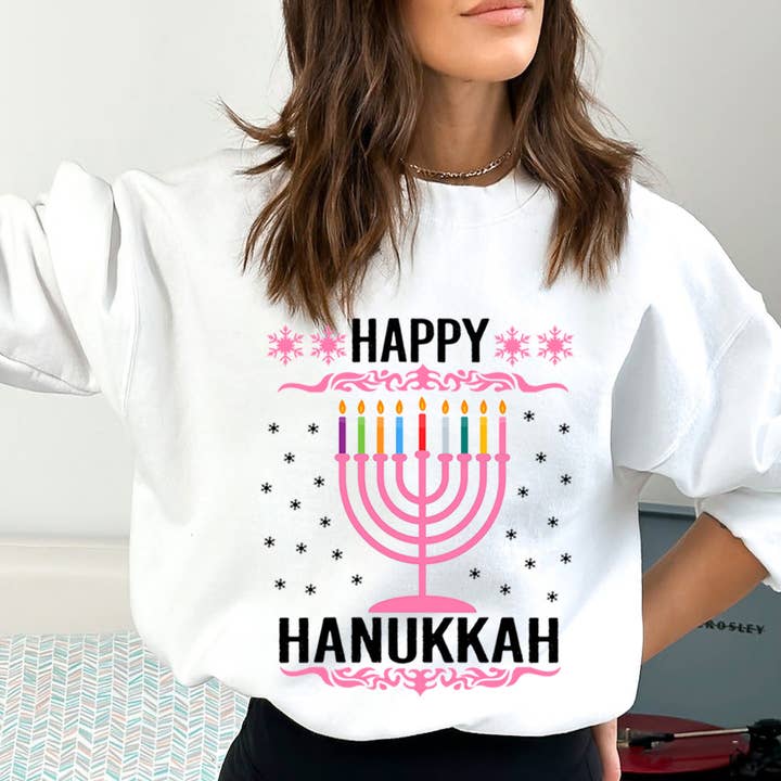 LA Shirt Company - Wholesale Graphic Sweatshirt - Women's - Happy Hanukkah - Sweatshirt & Hoodie1
