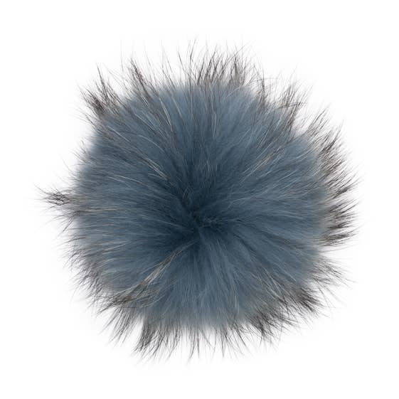 Real Raccoon Fur Pom Pom - Blue Spruce for wholesale by Lindo F
