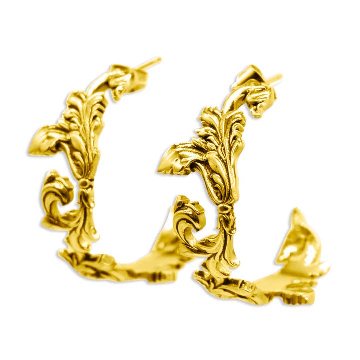 Malice gouden filigraan hoepeloorbellen voor wholesale door Mysticum Luna