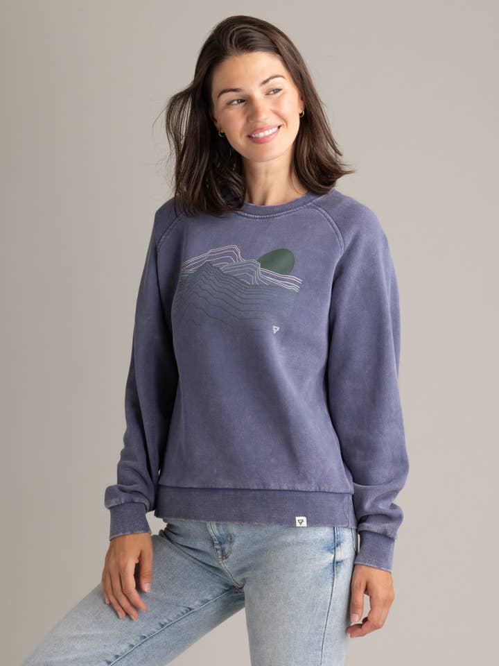 Camisola Raglan Gráfica Gabriella para Mulher - Lavagem de Pedra por atacado de LIV Outdoor