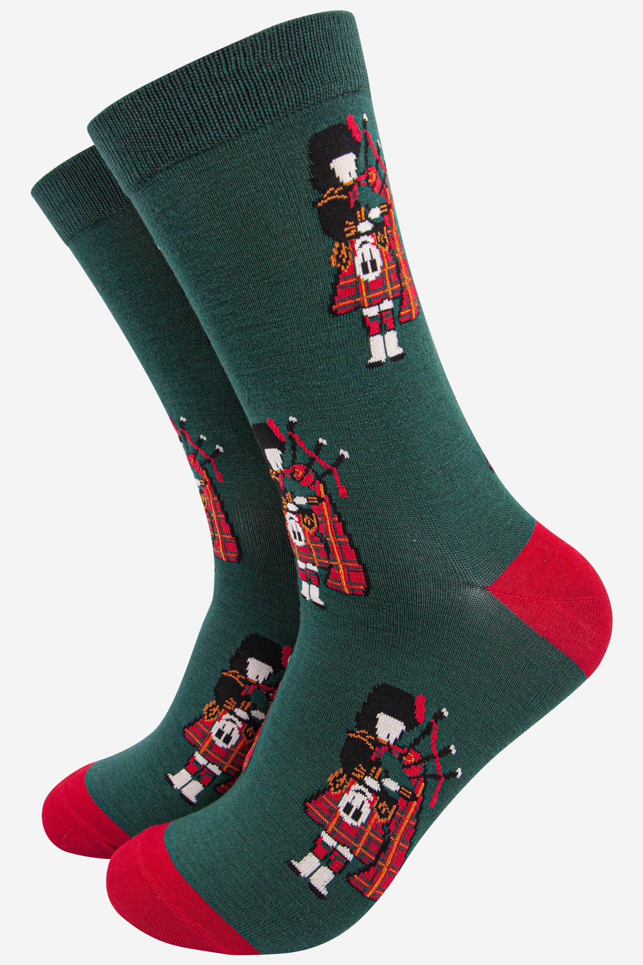 Sock Talk - Wholesale Socks - Men's - Men's Scottish Piper Bamboo Socks in Red Green