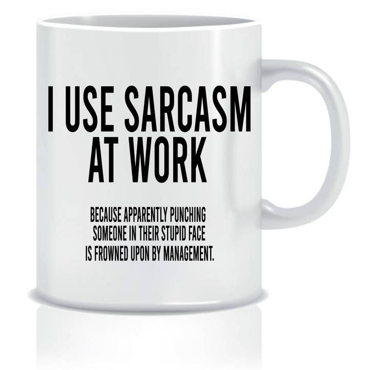 SARCASM AT WORK - Funny Novelty Coffee Mug Gift for wholesale by Cheeky Chops Cards & Wanky Candles