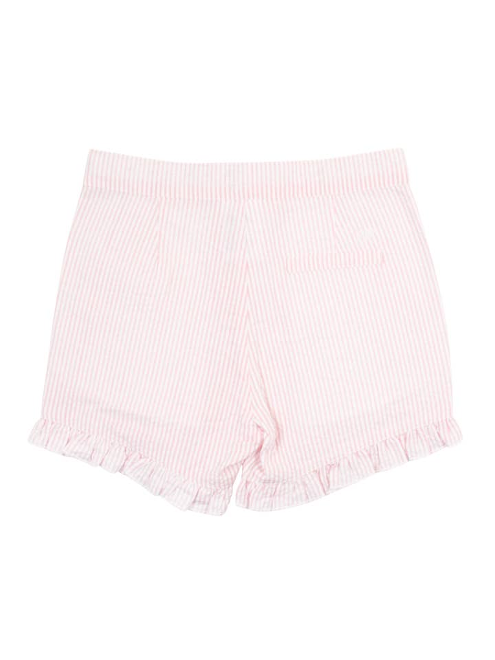 Girls Pink Seersucker Ruffle Trim Woven Shorts
for wholesale by RuffleButts + RuggedButts