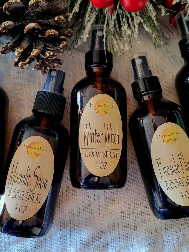 Christmas and Winter Room Sprays for wholesale by Harvest Moon Cottage Bath and Body