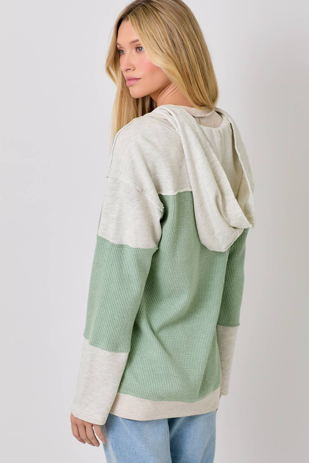 Mystree - Wholesale Cardigan - Women's - 60553 Color Block Hoodie Cardigan4