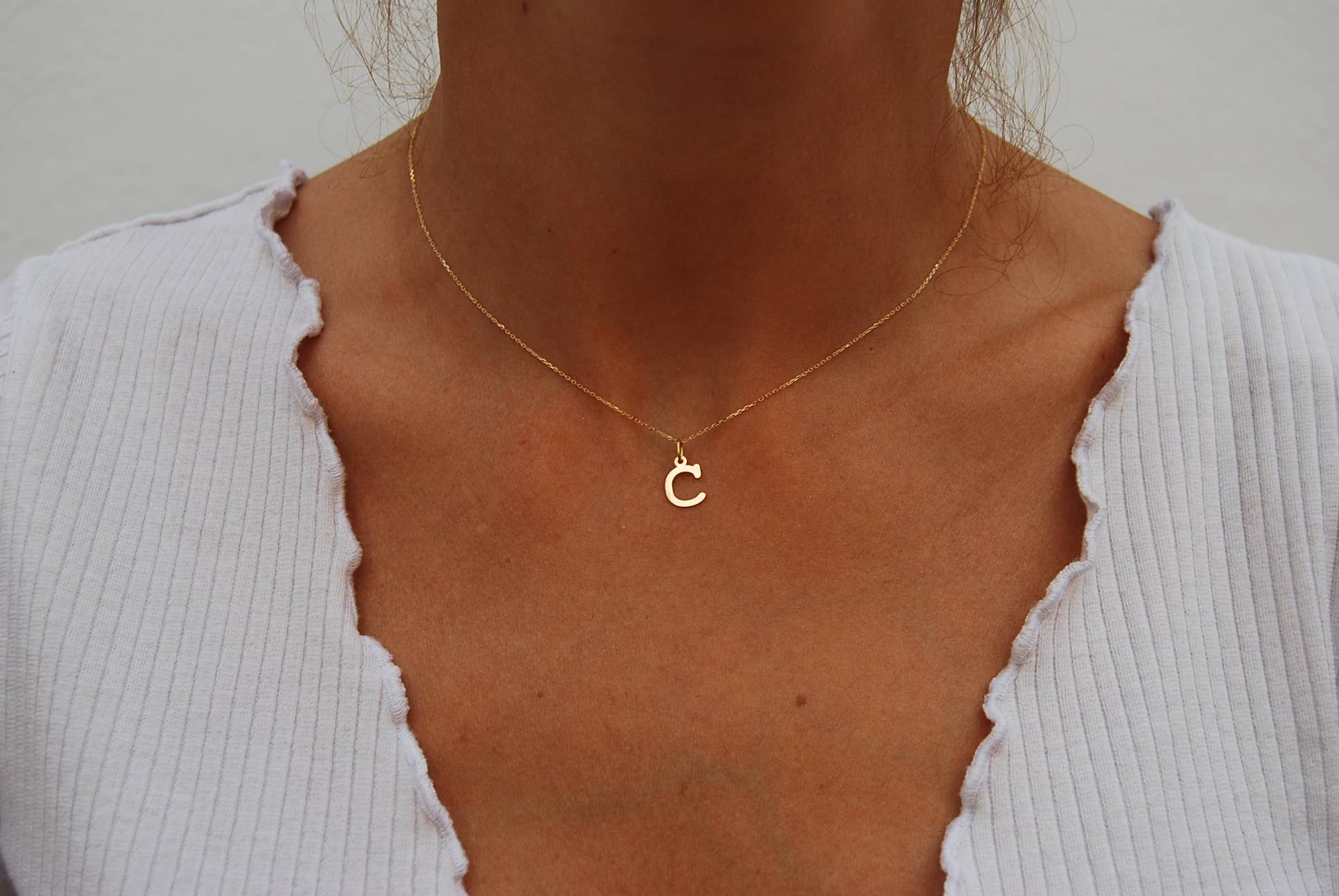 18K gold necklace, C initial necklace, minimalist necklace. for wholesale on Faire3