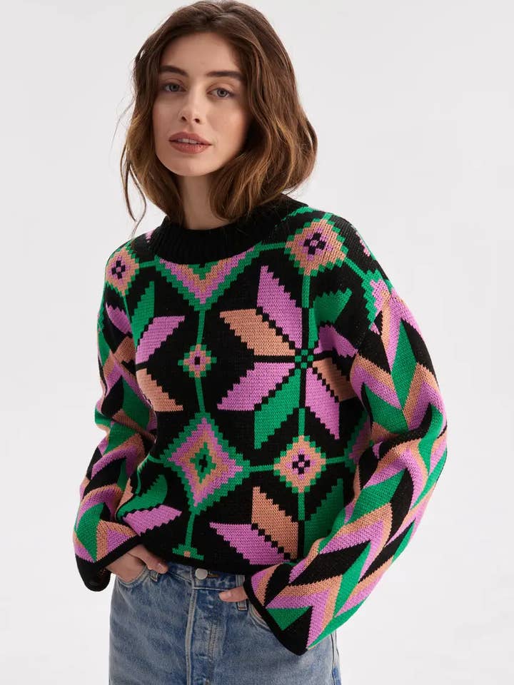 Sweatshirt Oversized Elise Flerfarvet for engroshandel hos Handmade Originals Ukraine