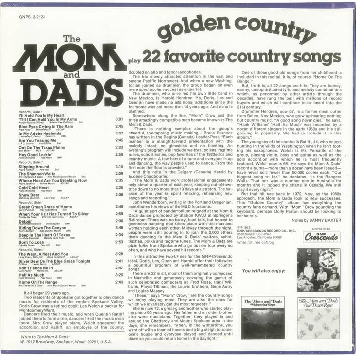 Square Deal Recordings & Supplies – wholesale Music CD/Vinyl – Vinyl - Sealed 12" LP - Mom And Dads, The - Golden Country1