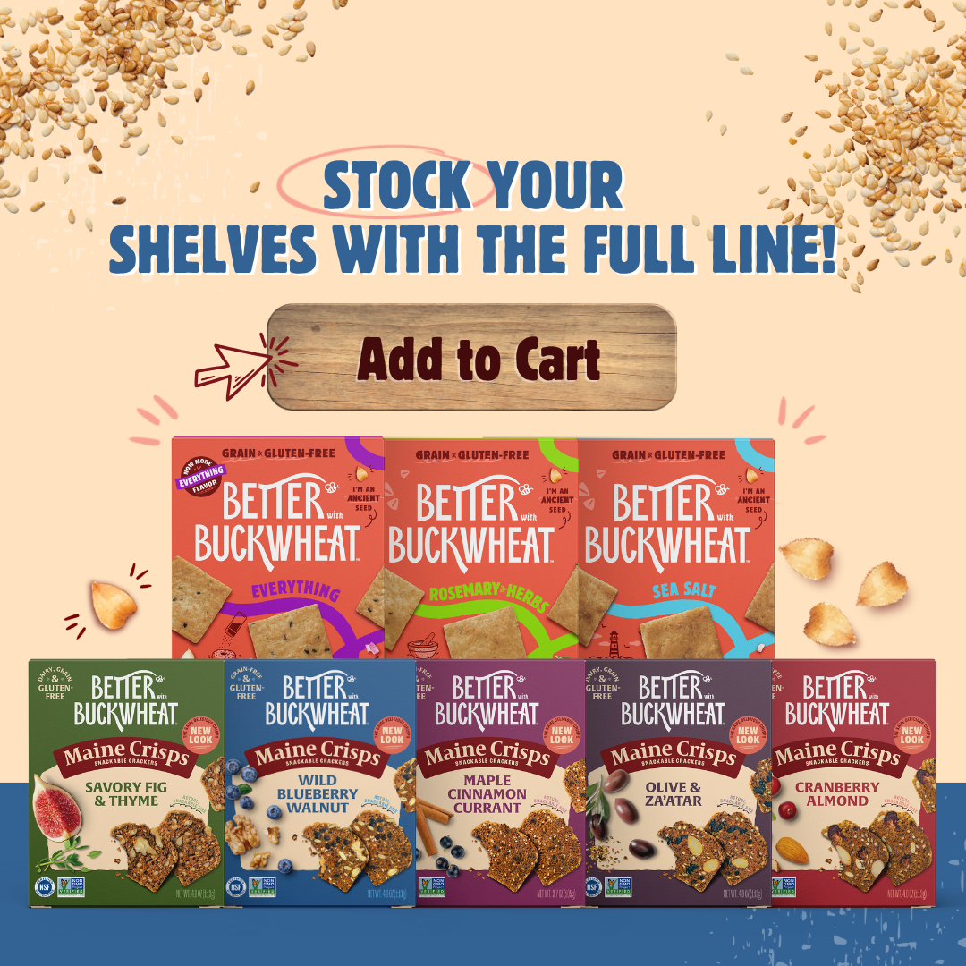 Better with Buckwheat | Maine Crisps - Wholesale Crackers - Wild Blueberry Walnut Crisps | Gluten-Free Crackers | Snacks4