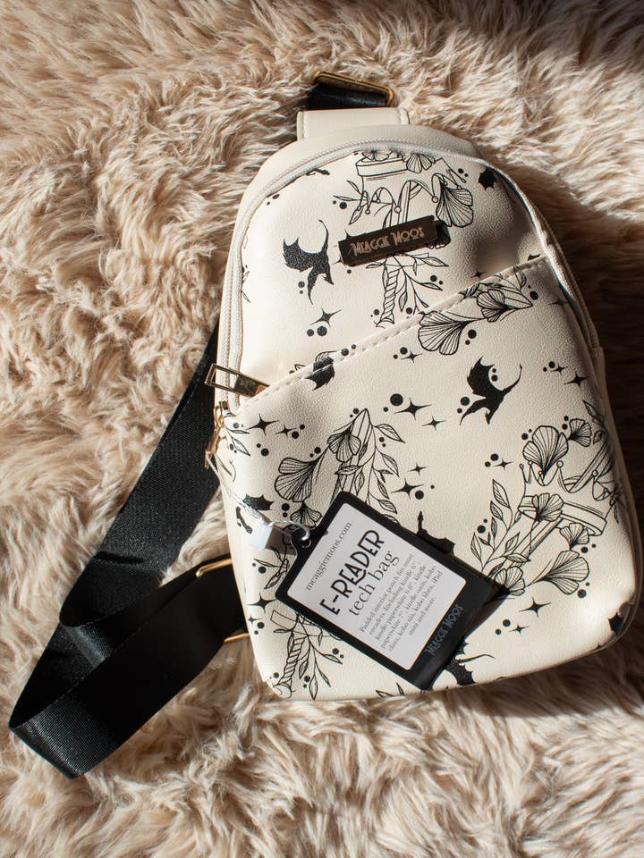Bookish E-Reader Crossbody Tech Bag | Ivory Swords for wholesale by Meaggie Moos
