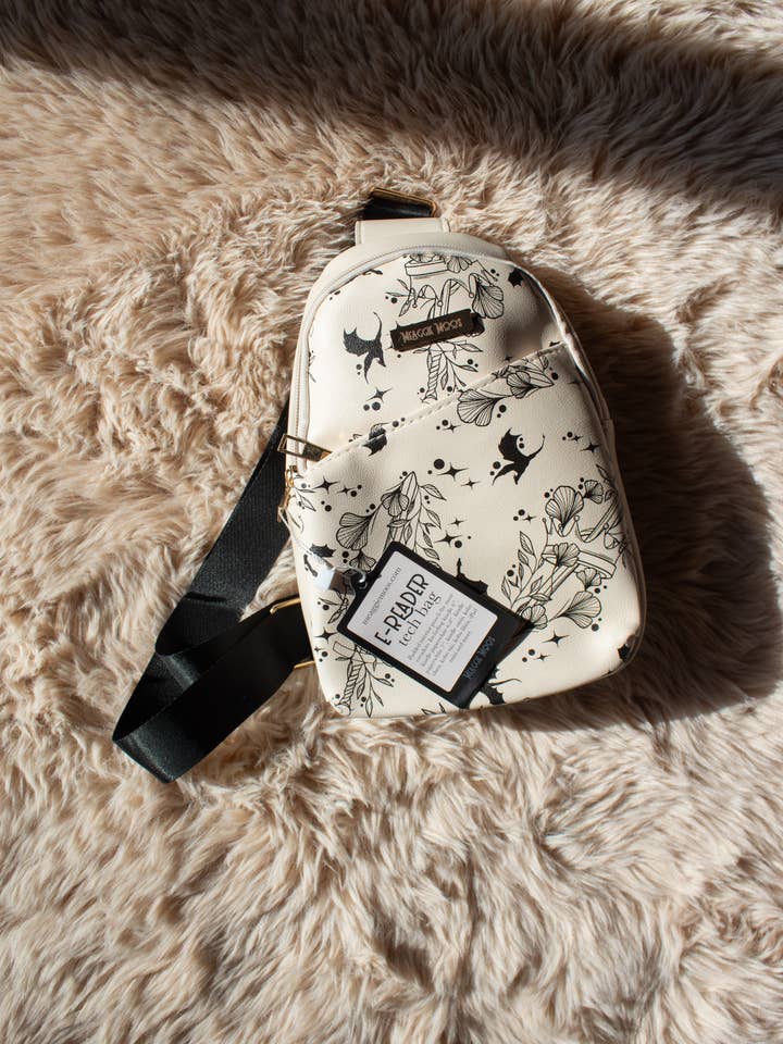 Bookish E-Reader Crossbody Tech Bag | Ivory Swords for wholesale by Meaggie Moos