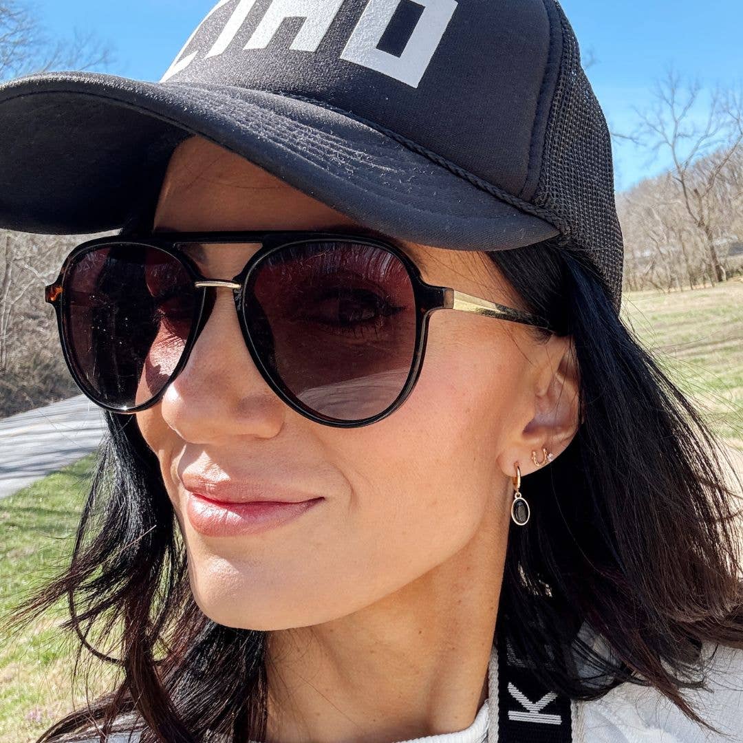 Nickel and Suede – wholesale Huggie earrings – Black Oval Stone Huggies2