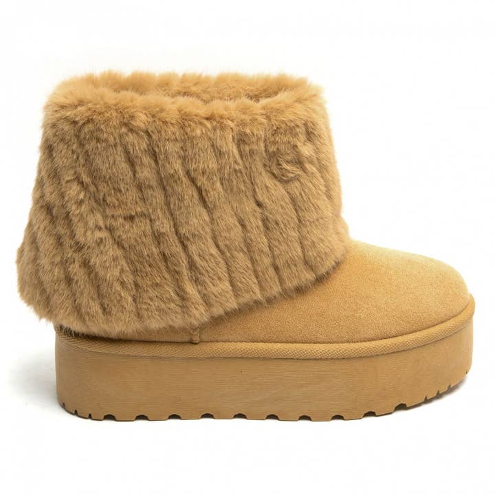 Bota feminina estilo pantufa com pelúcia – idealshoes modelo 8908 por atacado de idealshoes