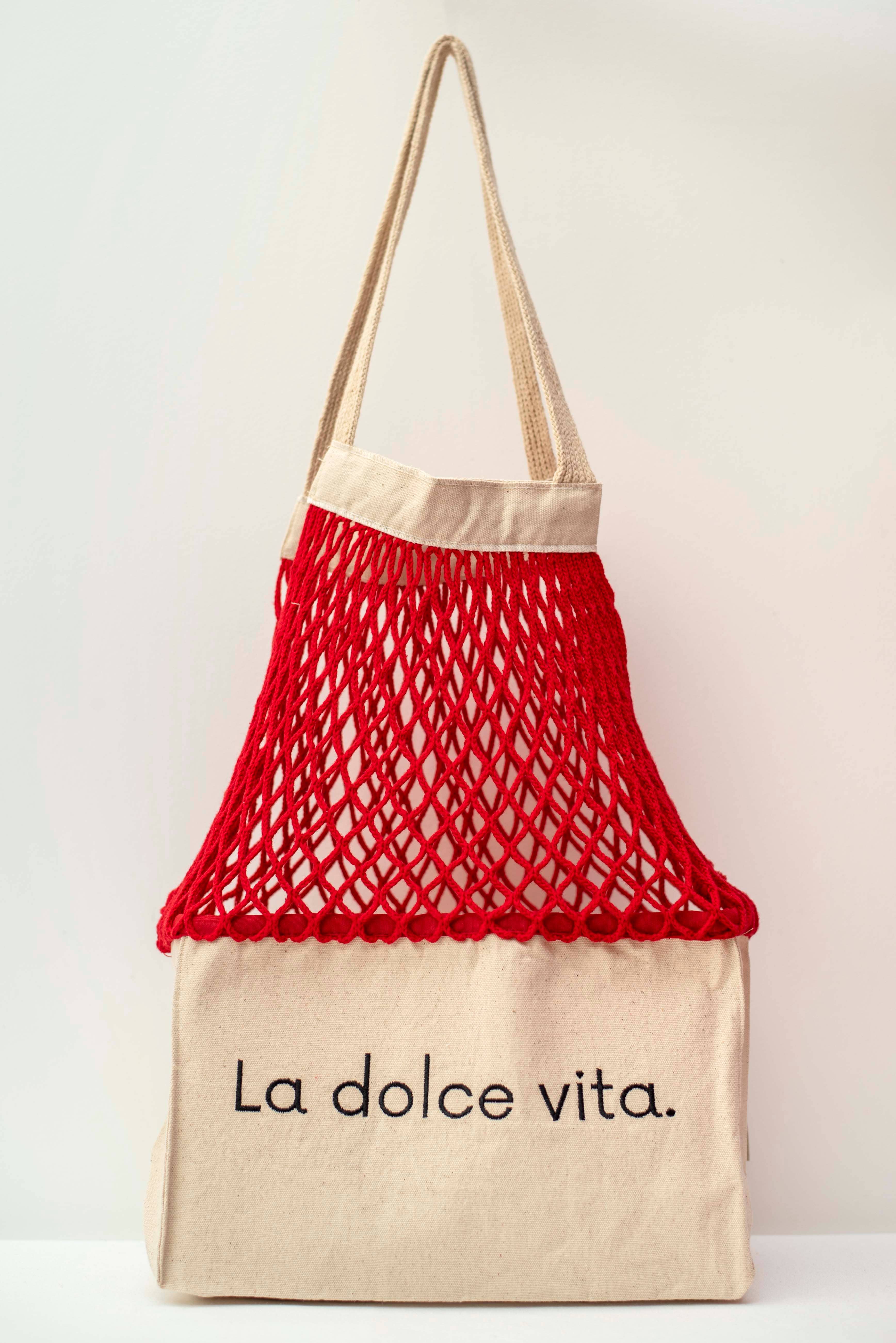 SHOPPINETTE - Wholesale Tote Bag - Women's - Embroidered mesh bag “La Dolce Vita”4