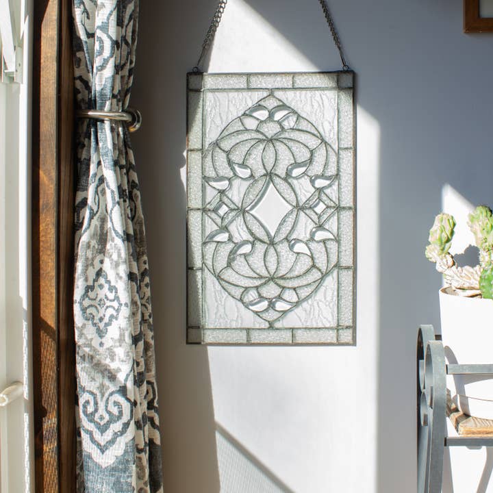 River of Goods - Wholesale Decorative Panel - 20"H Clear Floral Beveled Glass Window Panel