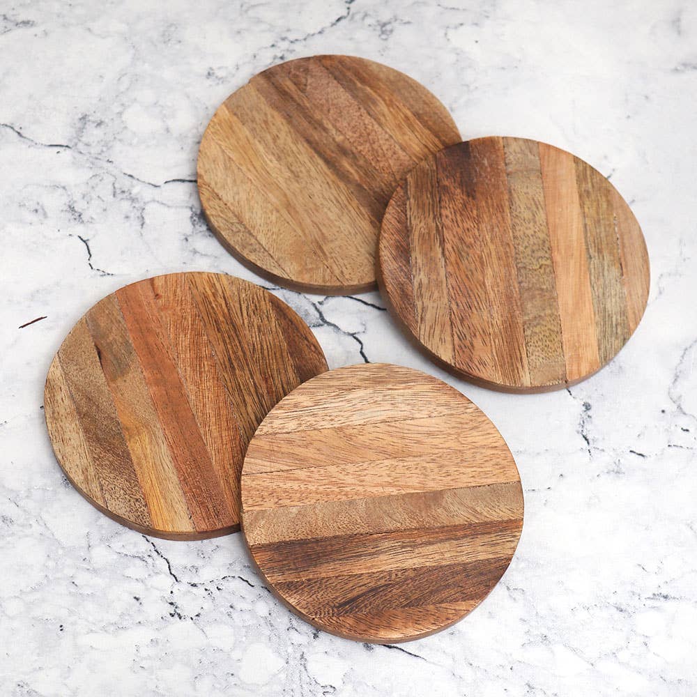 Daana Paani LLC - Wholesale Coasters - 96 Piece Brown Wooden Cute Coasters Fancy0