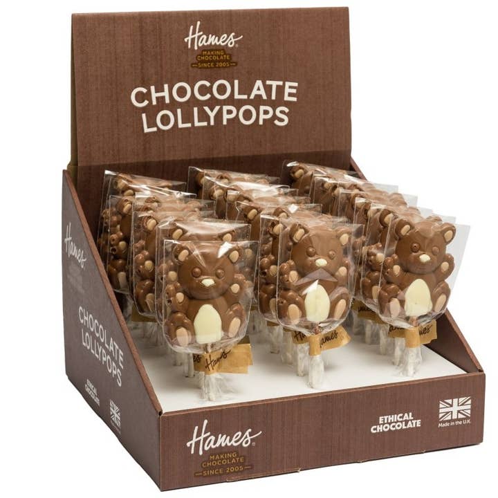 Hames Chocolates – wholesale Lollipop – UK ONLY. Milk Chocolate Teddy Bear Lollipop2