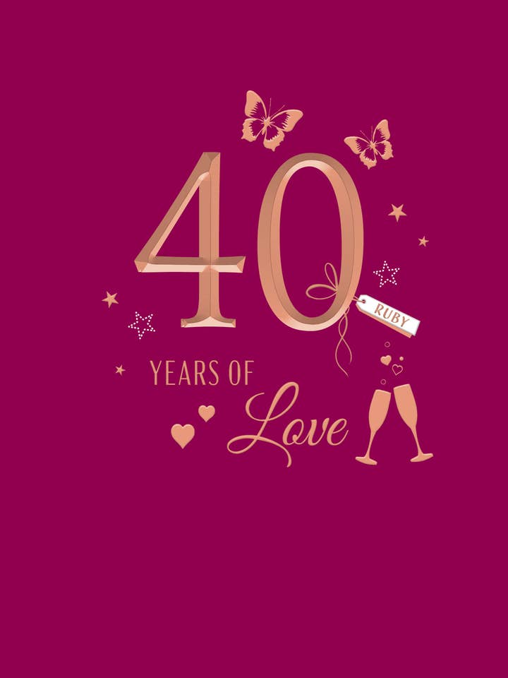 Anniversary Card, Anniv Ruby, 40 Years Of Love for wholesale by Piccadilly Greetings