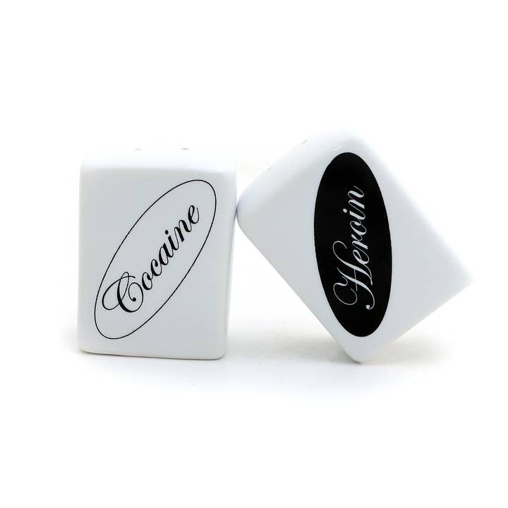 Lenny Mud - Wholesale Salt & Pepper Shaker Set - Cocaine and Heroin Salt and Pepper Shaker Set