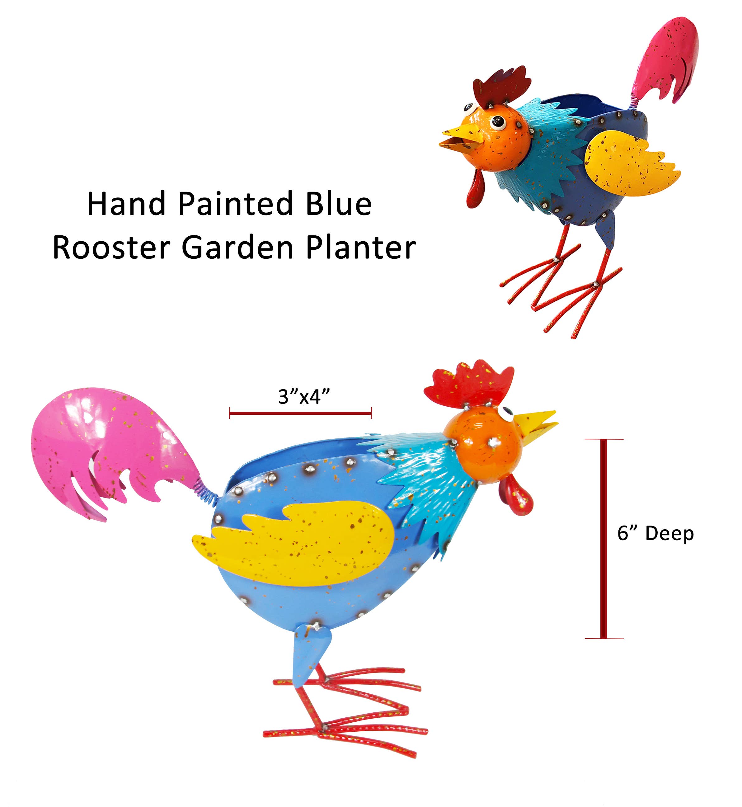 Continental Art Center - Vente Pot - Pot de coq en métal peint et émaillé bleu4