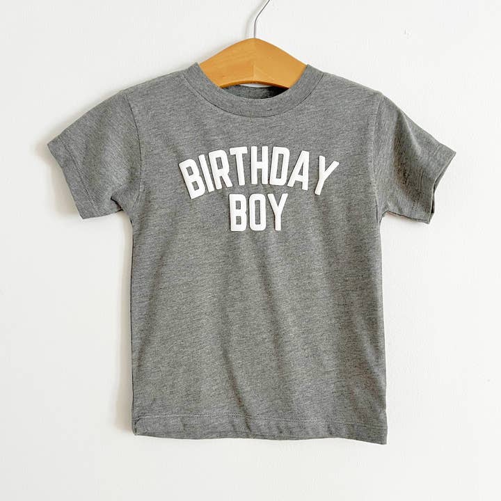 Birthday Boy Grey Tri-Blend Kids Tee for wholesale by Bohemian Babies